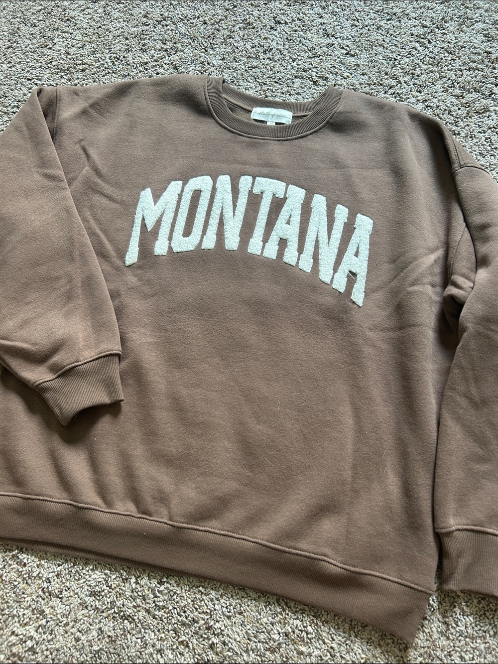 State of Mind Brown Crewneck with White Montana Chenille